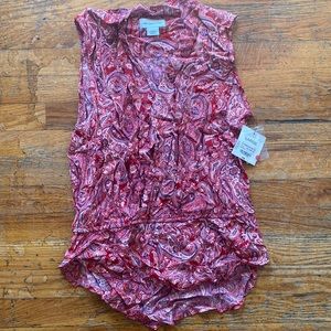 Liz Claiborne Red Paisley Woven Peplum Top Size Large NWT